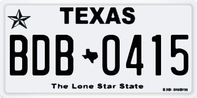 TX license plate BDB0415