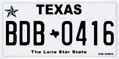 TX license plate BDB0416