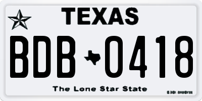 TX license plate BDB0418