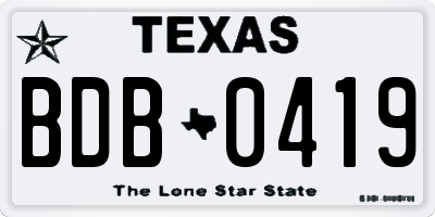 TX license plate BDB0419