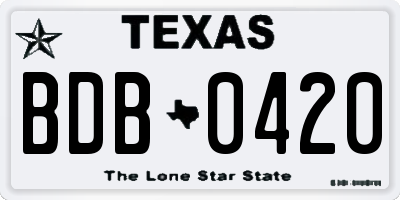 TX license plate BDB0420
