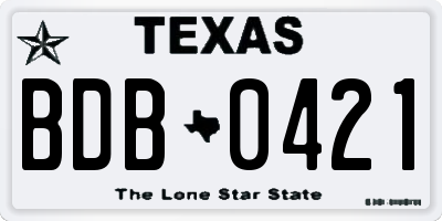TX license plate BDB0421