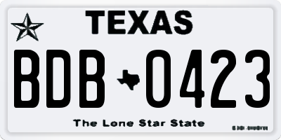 TX license plate BDB0423