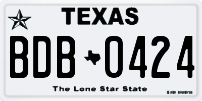 TX license plate BDB0424