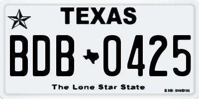 TX license plate BDB0425