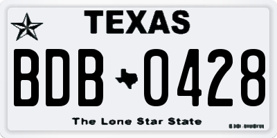 TX license plate BDB0428
