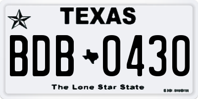 TX license plate BDB0430