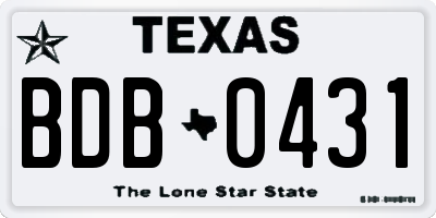 TX license plate BDB0431