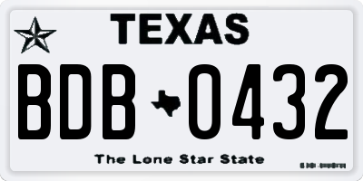TX license plate BDB0432