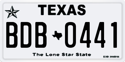 TX license plate BDB0441
