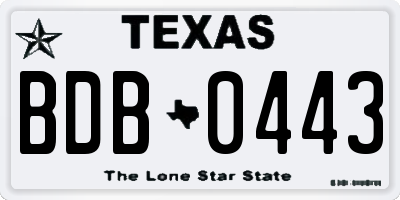 TX license plate BDB0443