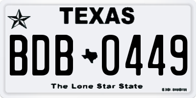 TX license plate BDB0449