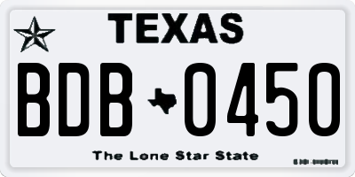TX license plate BDB0450