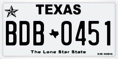 TX license plate BDB0451