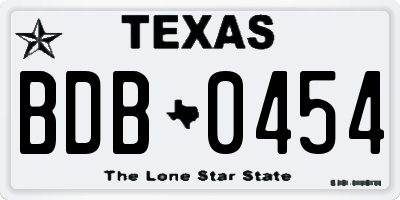 TX license plate BDB0454