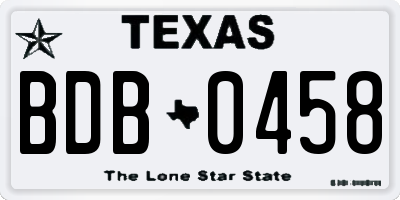 TX license plate BDB0458