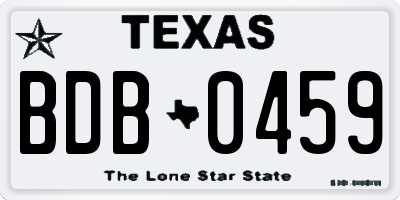 TX license plate BDB0459