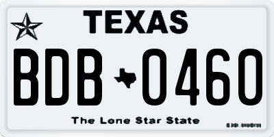 TX license plate BDB0460