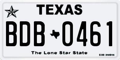 TX license plate BDB0461
