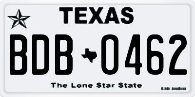 TX license plate BDB0462