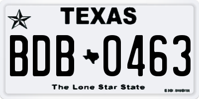 TX license plate BDB0463