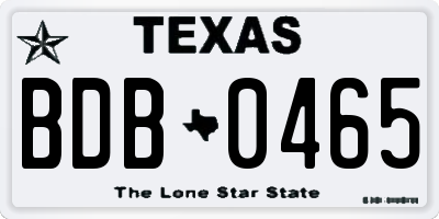 TX license plate BDB0465