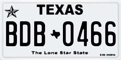 TX license plate BDB0466