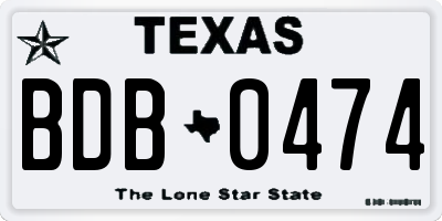 TX license plate BDB0474