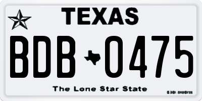 TX license plate BDB0475