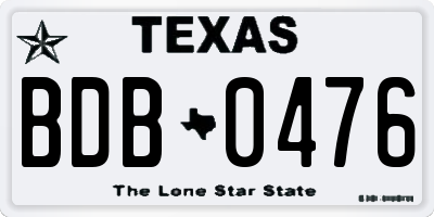 TX license plate BDB0476