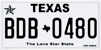 TX license plate BDB0480