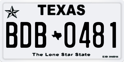 TX license plate BDB0481
