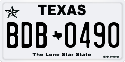 TX license plate BDB0490