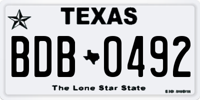 TX license plate BDB0492