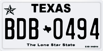 TX license plate BDB0494