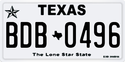 TX license plate BDB0496