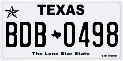 TX license plate BDB0498