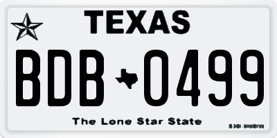 TX license plate BDB0499