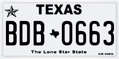 TX license plate BDB0663