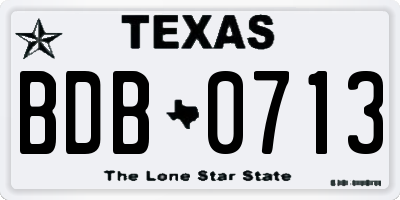 TX license plate BDB0713