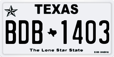 TX license plate BDB1403