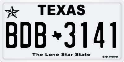 TX license plate BDB3141