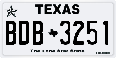 TX license plate BDB3251