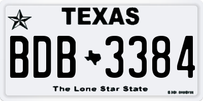TX license plate BDB3384