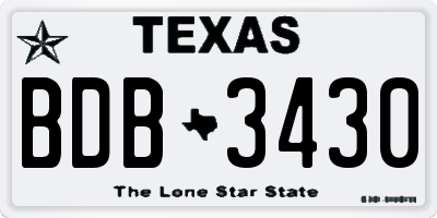 TX license plate BDB3430