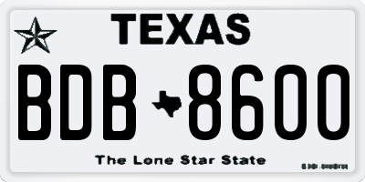 TX license plate BDB8600