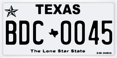TX license plate BDC0045