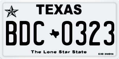 TX license plate BDC0323