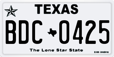 TX license plate BDC0425