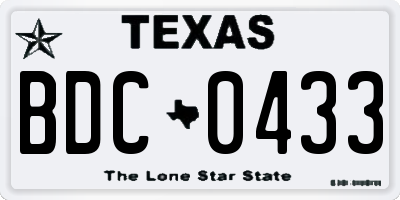 TX license plate BDC0433
